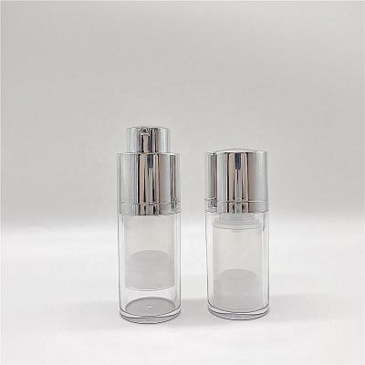 China Cosmetic shinny Silver Aluminum Airless Pump Lotion Bottle 15ml Twist Lock for sale