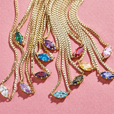 China FASHIONABLE Colorful CN0637 Crystal Box Chains Pendant Necklace Jewelry Findings for sale