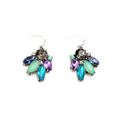 China Wholesale Colorful 2022 Trendy Jewelry Fashion Gemstone Women's Hook Crystal Rhinestone Cluster Drop Earrings for sale