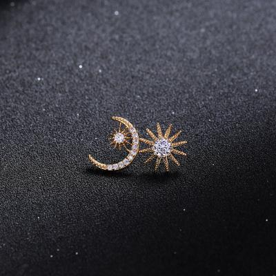 China High Quality Moon Brass Crystal Stud Jwellary Earring BOHEMIA me0061 18K Gold for sale