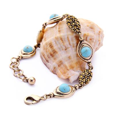 China Wholesale Amber Stones Women Turquoise ALLOY Fashion Vintage Gold Jewelry Bracelets sl00180b for sale