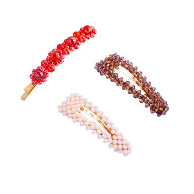 China 2020 Designer ALLOY ts00275 White Red Acrylic Beaded Korean Jewelry Fashion Safety Clips Wedding Baby Girl Hair Pins Accessories for sale