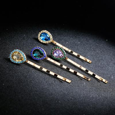 China Luxury Custom ALLOY tts005 Crystal Fancy Vintage Fashion Soft Kids Hair Gem Gemstone Gold Plated Hair Accessories Clip For Women for sale