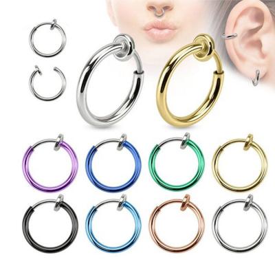 China CLASSIC Colors Size Classic Fashion Jewelry Unisex Painless Non-piercing Spring Retractable Conch Stainless Steel Hoop Earrings for sale