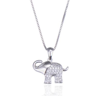 China 2021 TRENDY women fashion Luxury Pendant Diamond Silver Jewelry 925 Sterling Elephant Necklace Girls Zircon Animal for sale