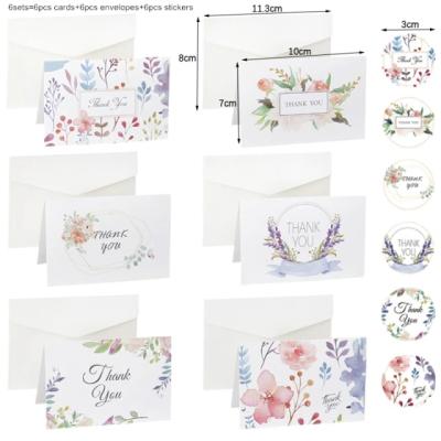 China Europe 6 Sets Custom Thank You Card Small Business Thank You Greeting Wedding Card With Envelope And Stickers Packaging Jewelry Gift for sale