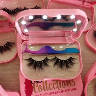 China 25-30 Times Mink eyelash packaging led mirror case LED light mirror make your own eyelash box vendors for sale