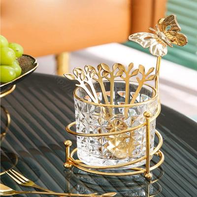 China Stocked 8pcs Stainless Steel Fork And Spoon Set Elegant Metallic Leaf Design Dining Set For Kitchen for sale