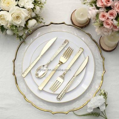 China Wholesale Cheap Stocked Stainless Steel Knife Fork Spoon Set 4pcs Gold Flatware For Wedding Events Gold Cutlery for sale