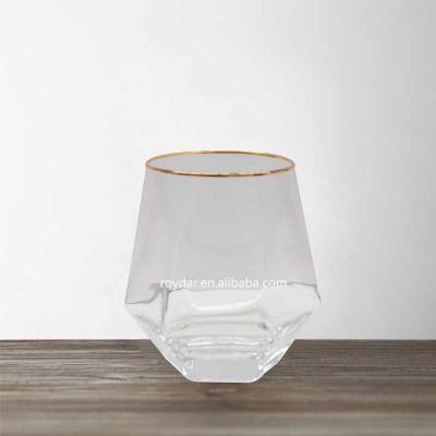 China Modern Diamond Shape Wine Glass Whiskey Unique Juice Cocktails Glasses for sale