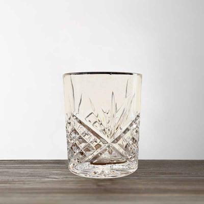 China 300ml Clear Etched Diamond Water Glass Style Restaurant Hotel Christmas Antique Glassware for sale