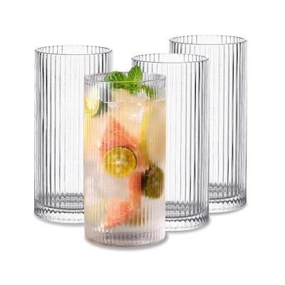 China Vintage Clear Glassware Bar Vertical Juice Ripple Drinkware Drinking Glasses for sale