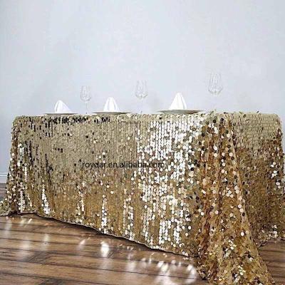 China Waterproof Luxury Rectangular Sequin Tablecloth Gold Wedding Party Premium Tablecloth for sale