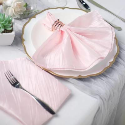 China Waterproof Wedding Party Dining Banquet Tableware Decoration Accordion Pleat Taffeta Cloth Dinner Napkins for sale