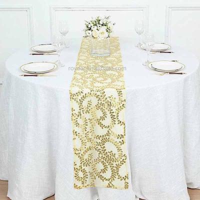 China Waterproof customize wedding table runner decoration for round tables gold glitter table runner for sale