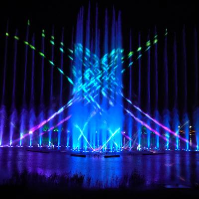 China Hotels Stunning Dancing Music Fountain Show With Laser Beam Lights Fog Dancing Stage Machines Artificial Phoenix Sculpture for sale