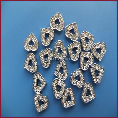 China ALLOY Product Pave Heart Charms Wholesale Heart Shaped DIY Slide Port Accessory for sale