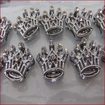 China ALLOY Diy Rhinestone Crystal Zinc Alloy Crown 10mm Slide Charm for sale