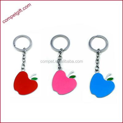 China Metal Customized Apple Shaped Zinc Alloy Enamel Fruit Pendant Key Chains for sale