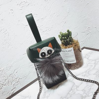 China Mini Fur Shoulder Bag Cute Bear Ball Mobile Phone Bag Cartoon Female Bag for sale