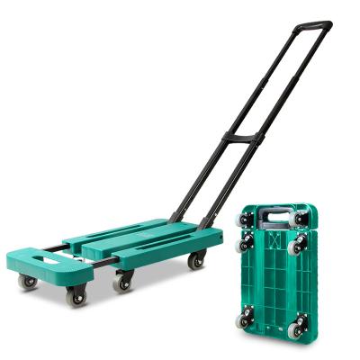 China Moving Goods Hand Truck Platform Trolley Carts Six Steel Wheels For Warehouse Green Moving Goods, Easy To Fold Transport Stainless Steel for sale