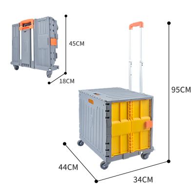 China Convenience Telescoping Plastic Foldable Service Shopping Basket 44*18*45cm SHUNTAT Supermarket Trolley Trolley Folding Handle Shopping Cart for sale