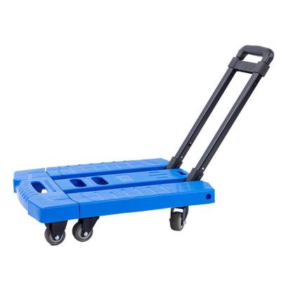 China Warehouse Convenience Warehouse Flatbed Retractable Hand Platform Trolley 6 Wheel Portable Luggage Hand Truck for sale