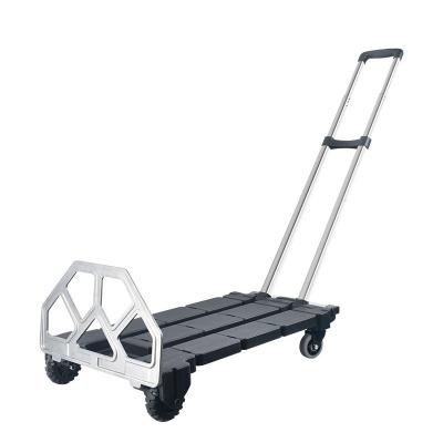 China Industrial Made In China Aluminum Folding Platform Hand Cart Shopping Trolley With 4 Wheels for sale