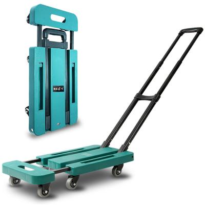 China Foldable Tools Luggage Hand Cart To Bear 100KGS Weight And Raise 10cm With 6 Wheels Trolley Luggage Steel+plastic Strong Tools for sale