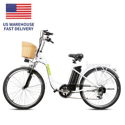 China Steel DROP SHIPPING in the US! 36v 350w cheap nakto city electric bike for adults electric women's electric bike e bikes for sale