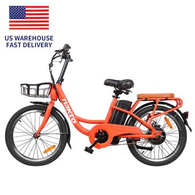 China Aluminum Alloy US Warehouse Shipping! 36v 250w cheap nakto electric city bike for adults women with basket electric bike ebike city commuter for sale