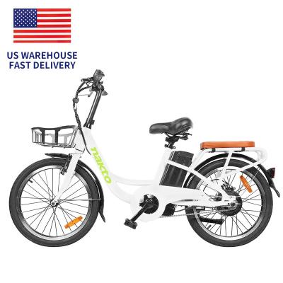 China Aluminum Alloy US Warehouse Shipping! 36v 250w cheap nakto electric city bike for adults women with basket electric bike ebike city commuter for sale