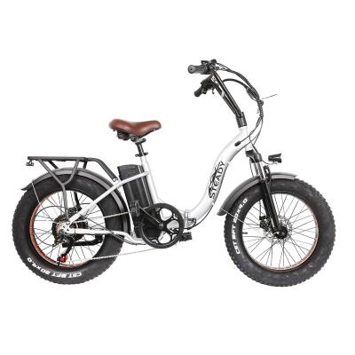 China US Steel Warehouse! snow 48v 500w 20*4 inch fat tire ebike electric bike /diss brake folding electric bike foldable electric bicycle for sale