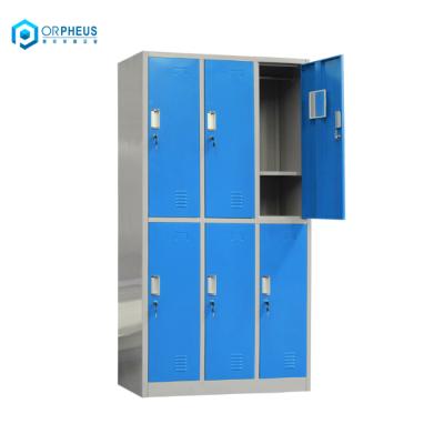 China Clothing/Personal Belonging Storage Cabinet Locker 2 Row Steel Double Row High School Gym Change Storage Room Multi Module 6 Blue Door for sale