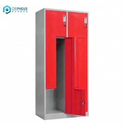 China Z Type Door/Steel Type 4 Double Door Cabinet Sport Gym Wardrobe Cabinet Z Locker/4 Door Locker Room Metal Center Red Sports Storage Cabinet Z Locker for sale