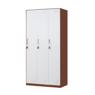 China 3 Piece Wide Steel Locker Sporty Durable Triple Change Room Door Locker for sale