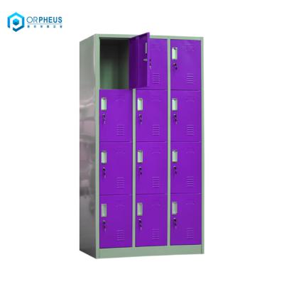 China Easy Assemble 12 Metal Multi Door Metal Cabinet Kids School Bag Storage 4 Tiers Modular Heavy Duty Locker for sale