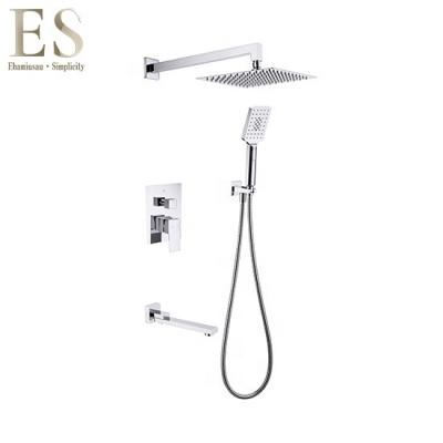 China Without Sliding Bar CE Certified Modern Style Concealed 2 Way Wall Mounted Bathroom Shower Set With Square Shower Head for sale