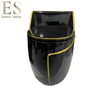 China Modern Sanitary Ware Porcelain Ceramic Gold Lavatory Toilets Black Colored For Bathroom for sale