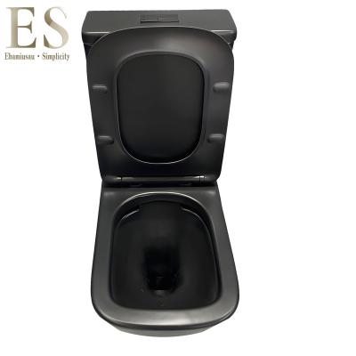 China Black Double-Flow Good Quality Sanitary Ware Lavatory WC Toilet with Square Toilet Bowl and WC Bowl for sale