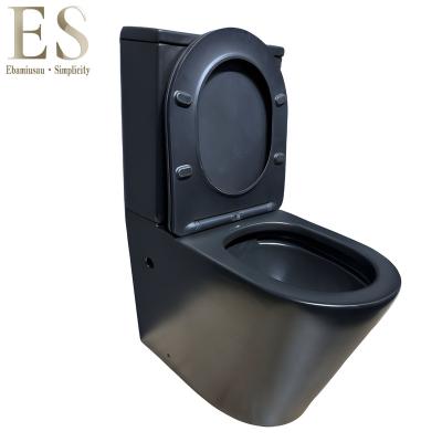 China Double-Flow Black Square Toilet Seat Shaped WC Toilet With Ceramic Toilet Water Tank for sale