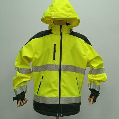 China Water Proof OEM Visibility Hoodies Tops Customized Yellow Striped Sweatshirts Mens Fleece Work Safety Reflective Jacket for sale