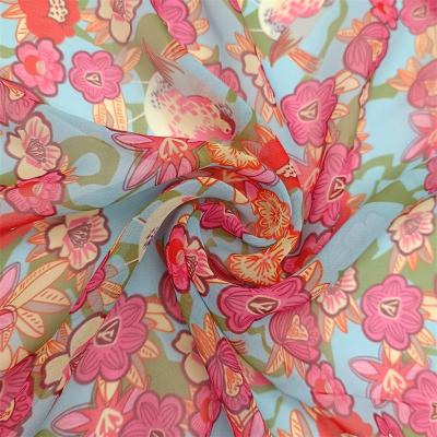 China Crepe Chiffon Fabric 50D*50D Polyester Chiffon Fabric Anti-static Hot Selling Floral Digital Printed Printing For Women's Dresses for sale