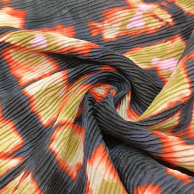 China Digital Printed 100% Polyester Anti-static Chiffon Fabric Pleat Chiffon Fabric For Women's Dresses for sale