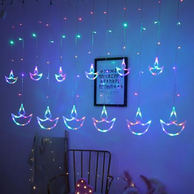 China Hot Selling Outdoor Indoor Diwali Anchor Curtain Lights Diya Boat Row Lights Candles Festival LED Decorations Christmas Lights for sale