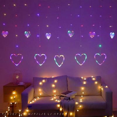 China Solar String Lights LED String Curtain Lamp Christmas Girl Room Love Heart Shaped String Lights for sale