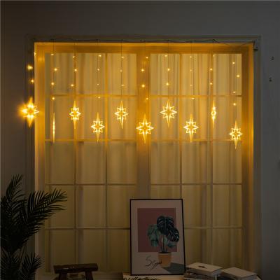 China Solar String Lights North Star Lamp String Curtain Lamp Fixture Decoration Colored Small Colorful Light Flash Lamp String Light for sale