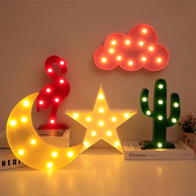 China Led Solar String Lights Shape Girl's Small Creative Light Korean Heart Letter Cactus Flamingo Night Light for sale