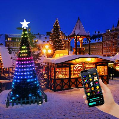 China DIY Animation Indoor Outdoor Magical Texts Color Christmas Tree Smart Infrared Remote Control Leather Lights for sale