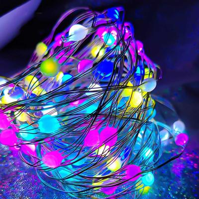 China Color Solar Remote Control Magic Copper Wiring Control Point USB APP Lights String Light Christmas Tree String Light for sale